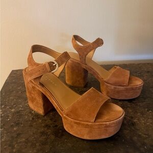 Marc Fisher Brown Suede Platform Sandals